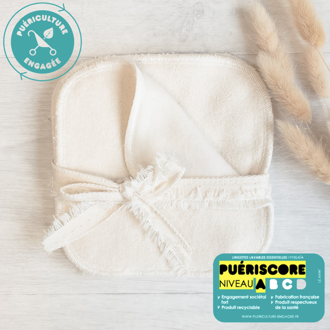 Lingettes lavables en coton bio GOTS (Lot de 5)